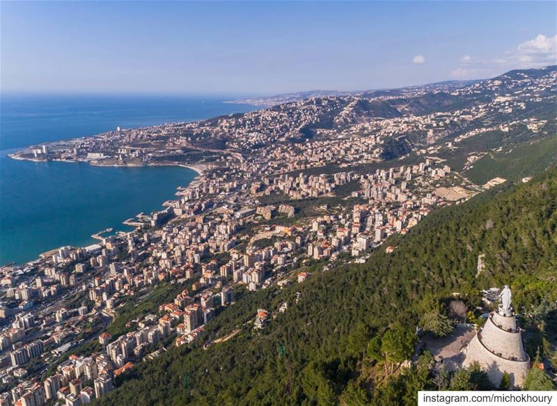 Can't get enough of this view!.... djiglobal  droneofficial ... (Our Lady of Lebanon)