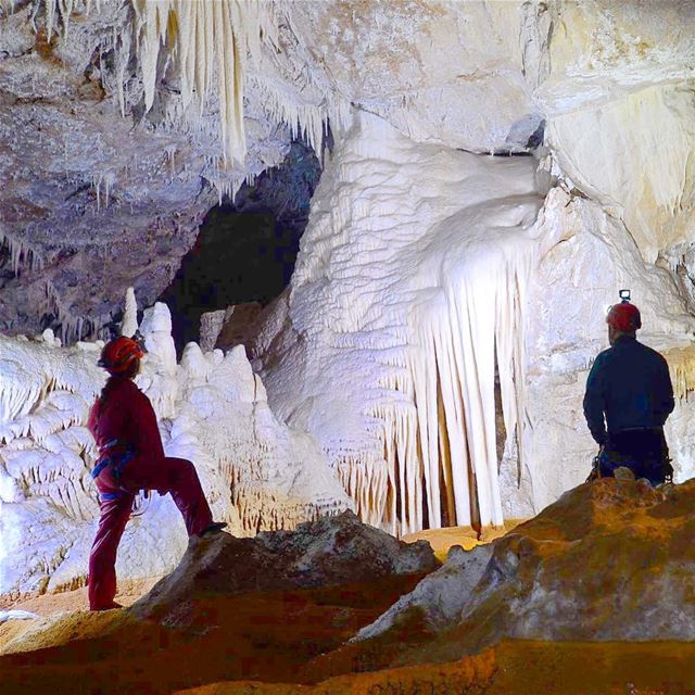  Caving in one of the amazing  caves in the world 🦇 Jeita’s Salle Rouge •... (Jeita Grotto)