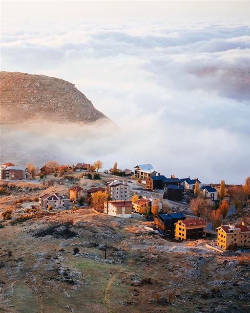 Chalés residenciais de  Faraya acima das nuvens. Fantástica paisagem do... (Faraya, Mont-Liban, Lebanon)