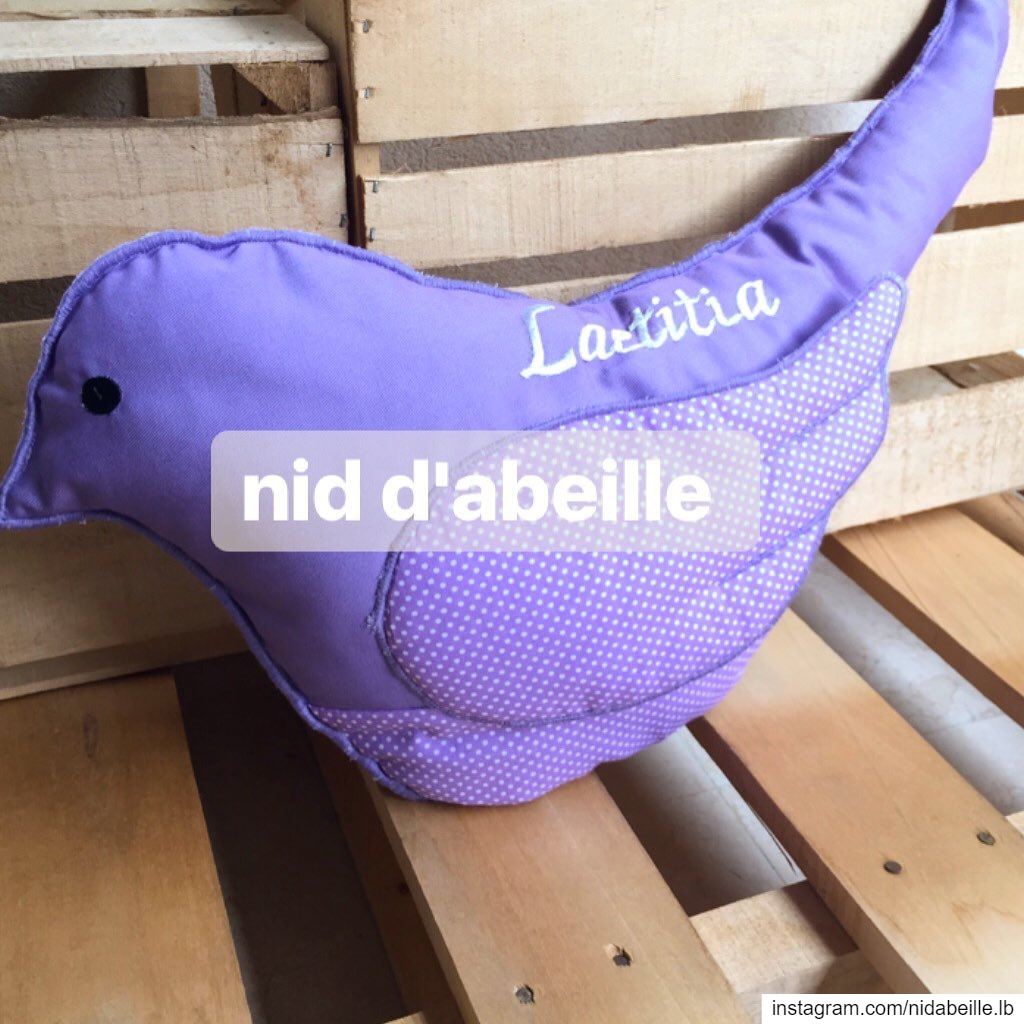 Check out the bird cushion 💜Write it on fabric by nid d'abeille  purple ...