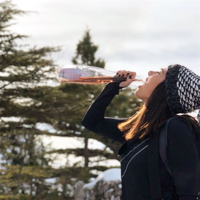 Cheers 🥂  snowtime  lebanonlove  whiteworld  winelover 🍷 enjoylife ... (Arz Tannoûrîne)