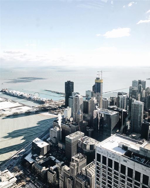 Chi-town wintery vibes ❄️🏙  Chicago  Illinois  chitown  hancocktower ... (Chicago, Illinois)