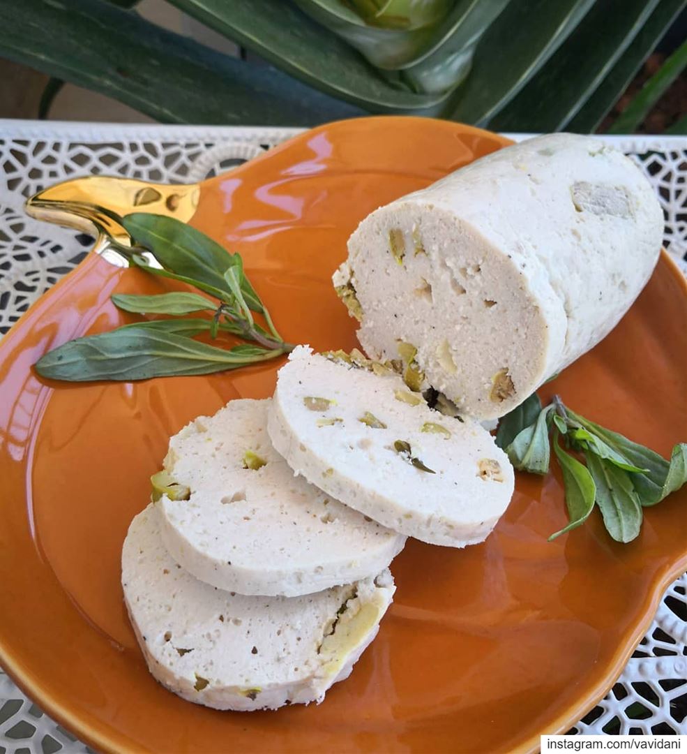 Chicken homemade mortadella with olives. Made only of 4 ingredients...