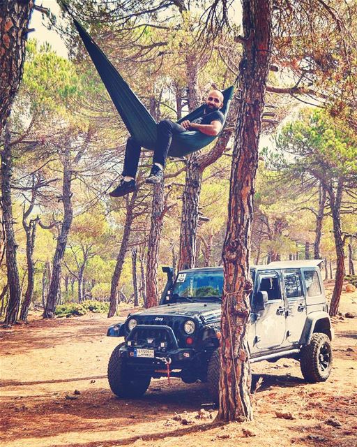 Chiling on another level 😎 hammock  woods  high  adventure ... (Baskinta, Lebanon)