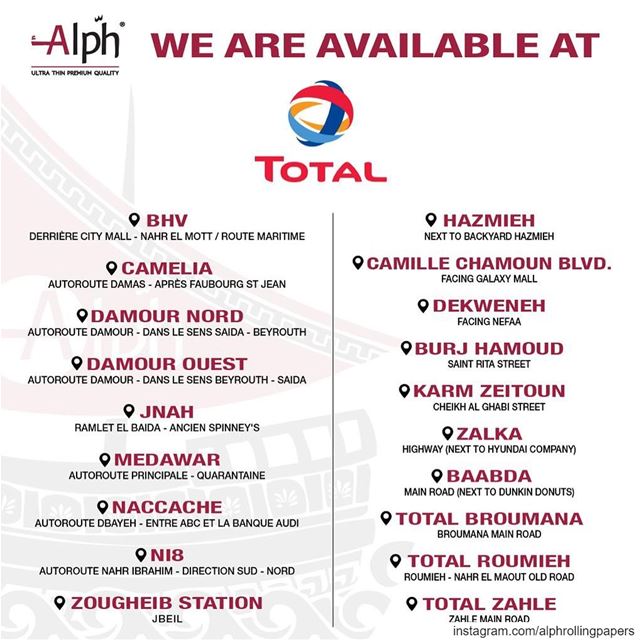 CHOOSE QUALITY. in TOTAL locations NEAR you.   totalgasstation  alph ... (Beirut, Lebanon)