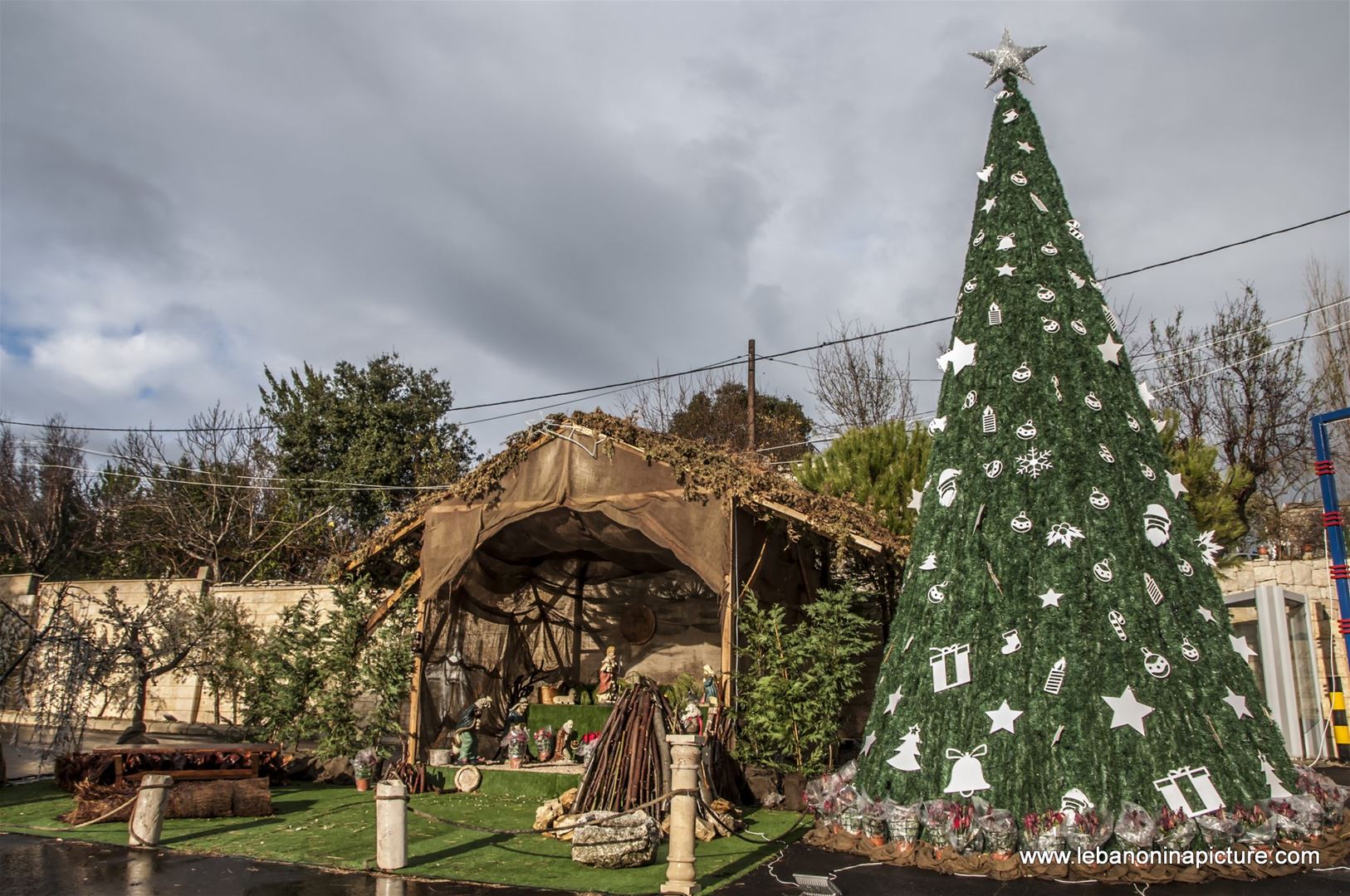 Christmas Decorations Near St. Sarkis and Bakhos Church (Zaaitra, Lebanon)