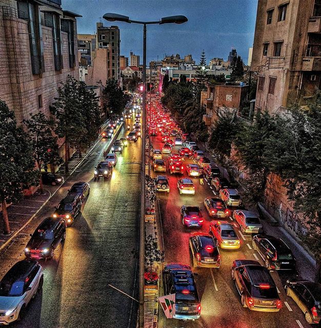 Christmas traffic. It's only beautiful when you're an observer from far,... (Achrafieh, Lebanon)