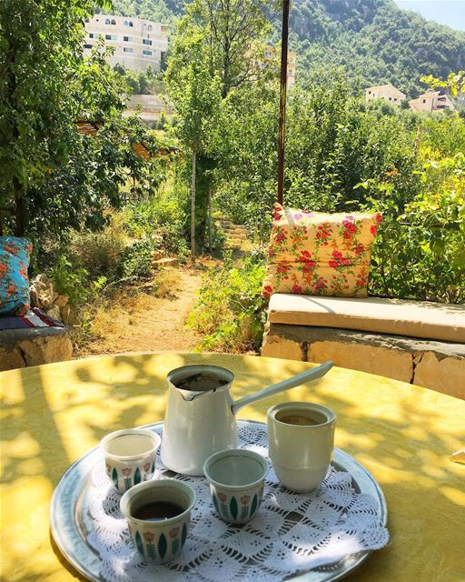 Coffee under the shade of the trees.... .. ramramcoffee ... (Douma, Liban-Nord, Lebanon)