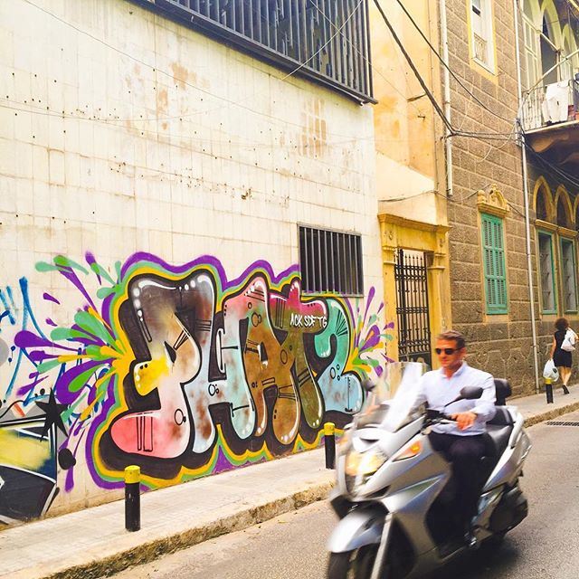 Color explosion! Sabah el kheir Beirut! ☀️☕️🇱🇧 graffiti by @thephat2 streetart thephat2 (Beirut, Lebanon)