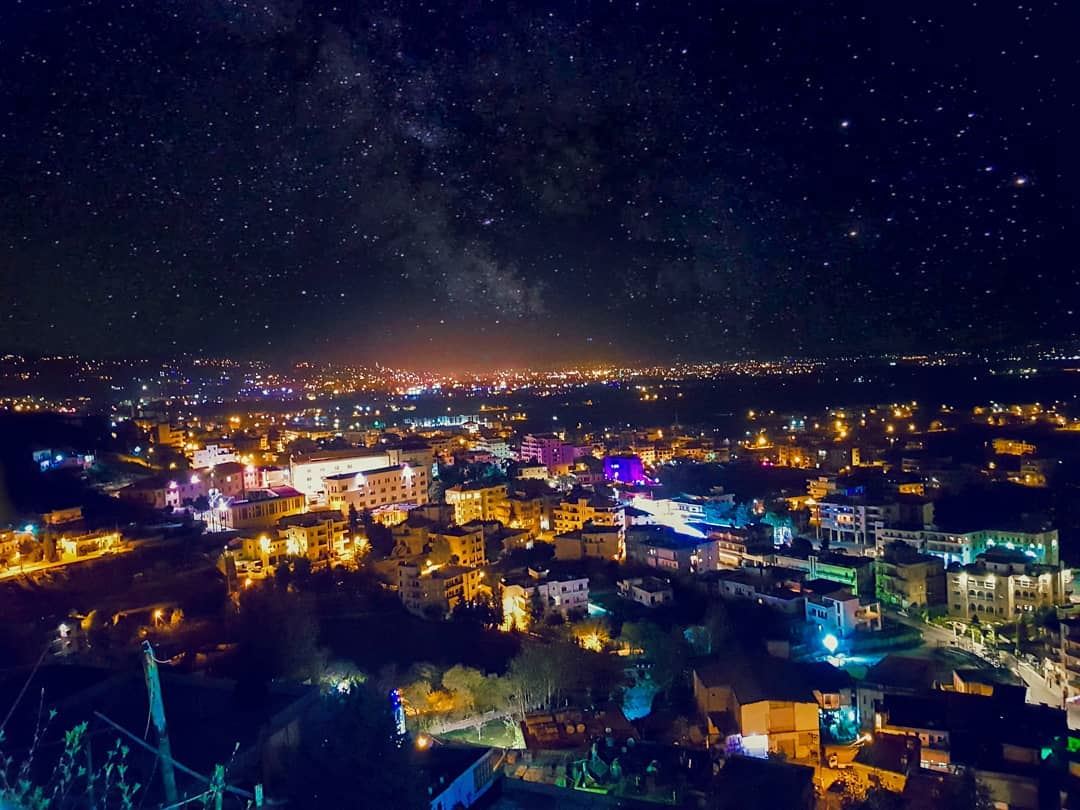 Colorful Night! stars  galaxy  longexposure  nightsky ... (Qabb Ilyas, Béqaa, Lebanon)