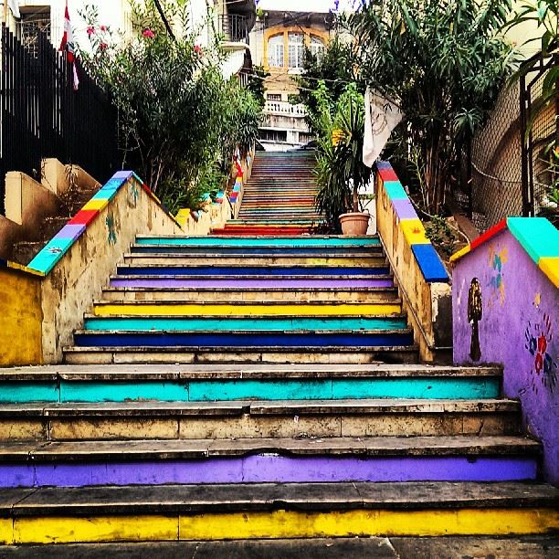  colorful  stairs  colors  old  buildings  streets  beirut  gemmayze ...