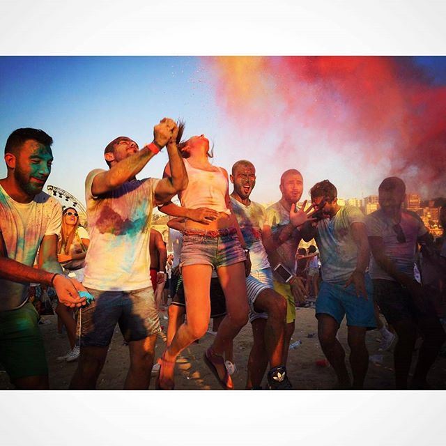 Colors, Friends And Happiness.. holi color festival powder colors jump friends happy happiness beirut wanderlust love