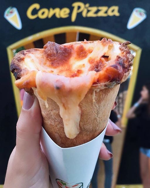 Cone pizza... One second later: Gone pizza 🐮🍕🍦