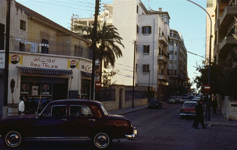 Corner of Hamra and Sadat, by Romain Swedenburg  1960s