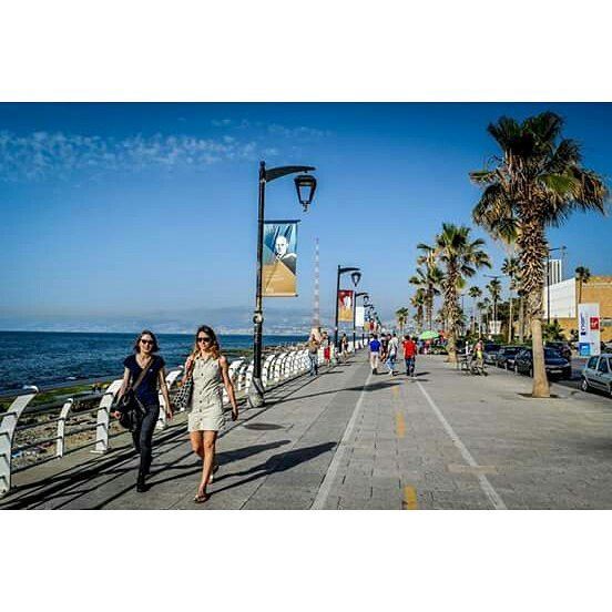 corniche  beirut  women  walking  seaside  people  jogging  sea  sky ...
