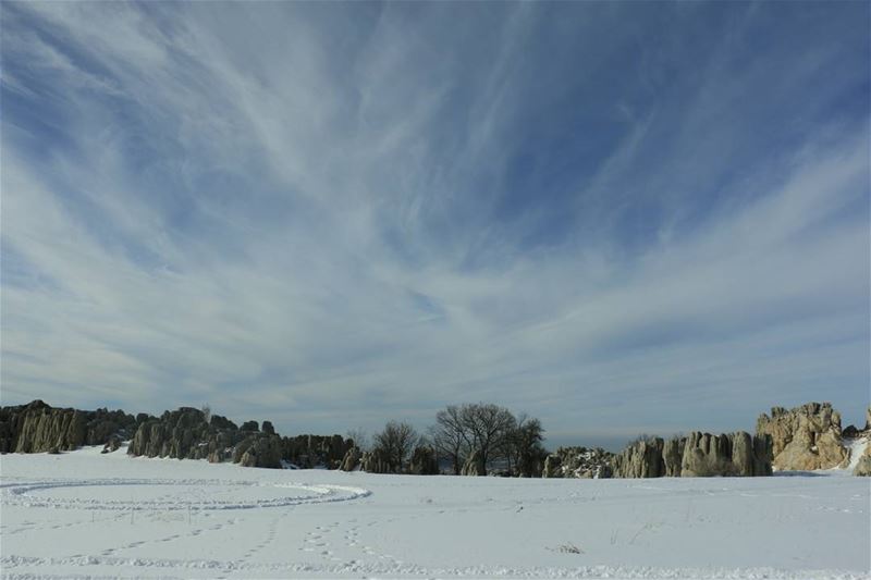 Cotton clouds over snowy Faqra... thisislebanon79  viewbug ... (Les Roches Faqra)