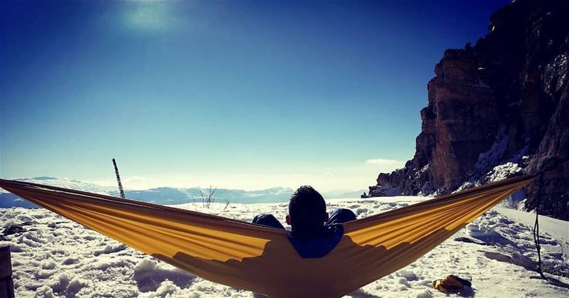 Credit to @paul.c.antoun -   snow  hammock  hammocklife  view  mountains ...
