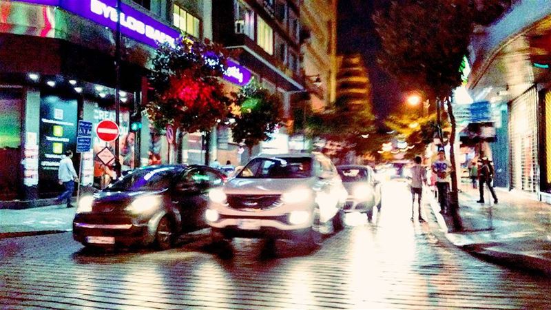 Cruising  driving  night  urban  landscapes  citylife  streetlife ... (Beirut,Lebanon)