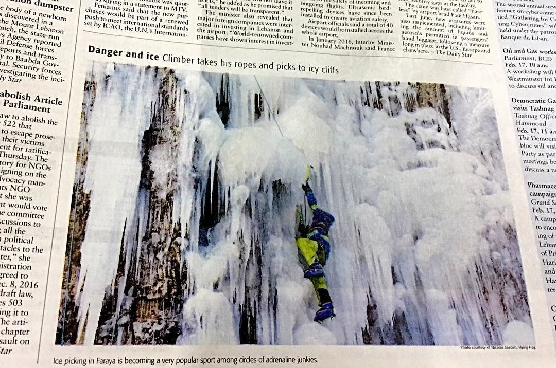  dailystar  newspaper Danger and Ice, Climber takes his ropes and picks to... (Faraya, Mont-Liban, Lebanon)
