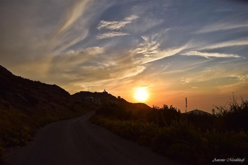 Dark roads often lead to shiny destinations 🌞☁️🍂  sun  clouds  road ... (Ehden, Lebanon)