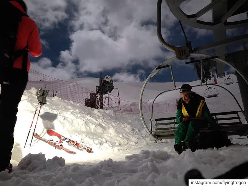 Day & Night on the slopes!!!..... skiing  ski  snow  winter ... (Mzaar Ski Resort Kfardebian)