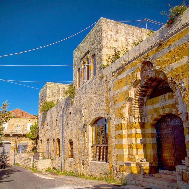 Deir al-Qamar  spring  yellow  flowers  blue  red  red_roof  Lebanon ...