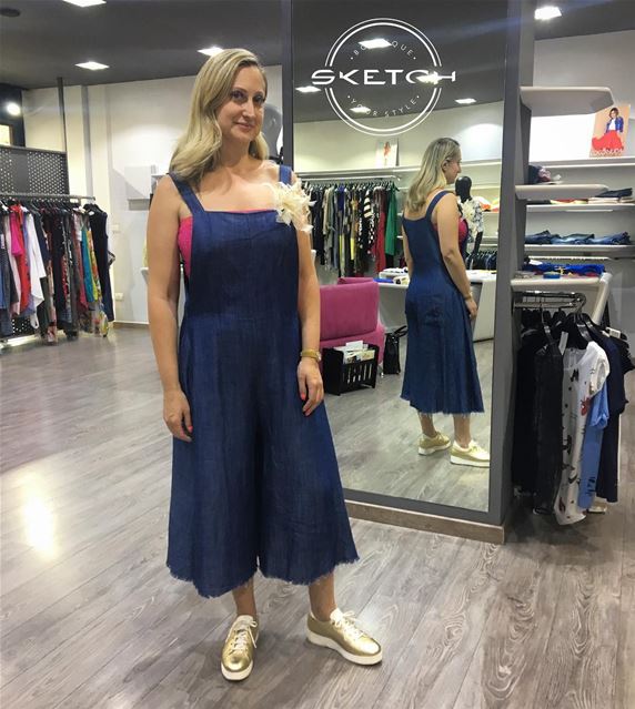 Denim jumpsuit from our new arrivals by @marietta_haddad @souvenirofficialp (El Mtaïleb, Mont-Liban, Lebanon)