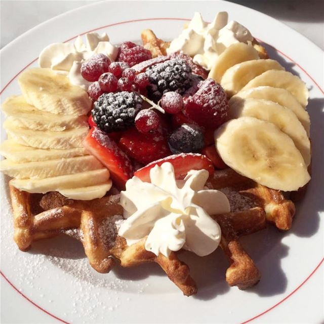  dessert  waffles  banana  strawberry🍓  berries  yummy  lebanon ...