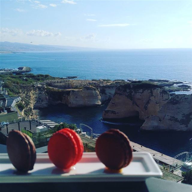 Don't say no to  macron  sweet  goodmorning   sea  view  sun  winter  rock... (Rotana Hotels Lebanon)