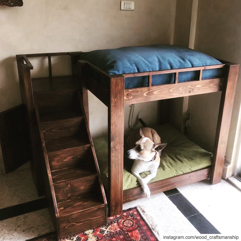 Double 🐶 bed with staircases ☺️  woodcraftsmanship  lebanoninapicture ...