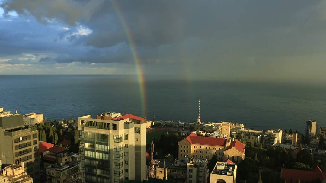 Double rainbow over the city... thisislebanon79  viewbug ... (Hamra, Beyrouth, Lebanon)