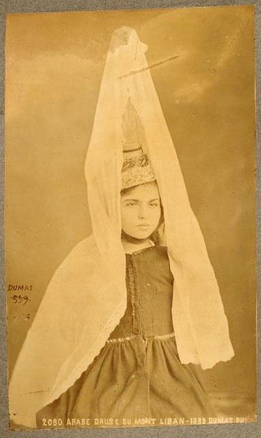 Druze girl wearing the tantour  1889 