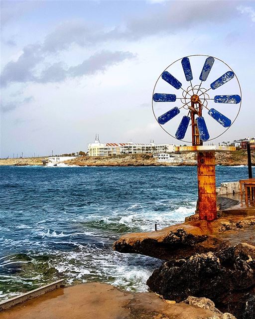  Easter  spring  windmill  sea  blue  skies  chekka  anfeh  lebanon ... (Enfeh)