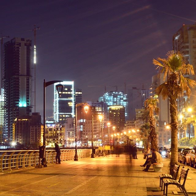 Ein El Mraisse street at night.  With long exposure effect. L O C A T I O...