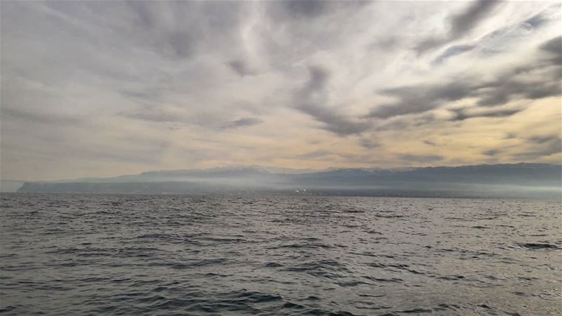 El Batroun, Chekka & Bsharri mountains as seen from the sea this morning 😍 (Lebanon)