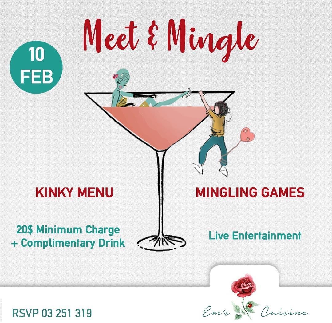 Em's hosting a singles party Feb 10th at 9PM. "MEET & MINGLE." Save the... (Em's cuisine)