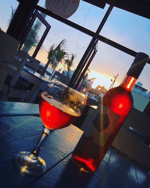 Enjoying the sunset 😍 Cheers 🍷 lebanon  batroun  raysbatroun  bahsa ... (RAY's Batroun)