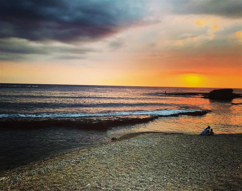 Enjoying the sunset @raysbatroun 😍 lebanon  bahsa  raysbatroun  beach ... (RAY's Batroun)