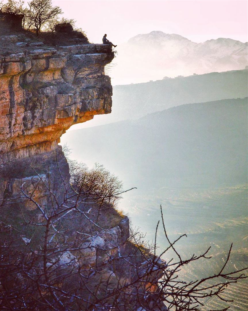 Enjoying the view ..... view cliff rocks hike hiking climping... (Akoura, Mont-Liban, Lebanon)