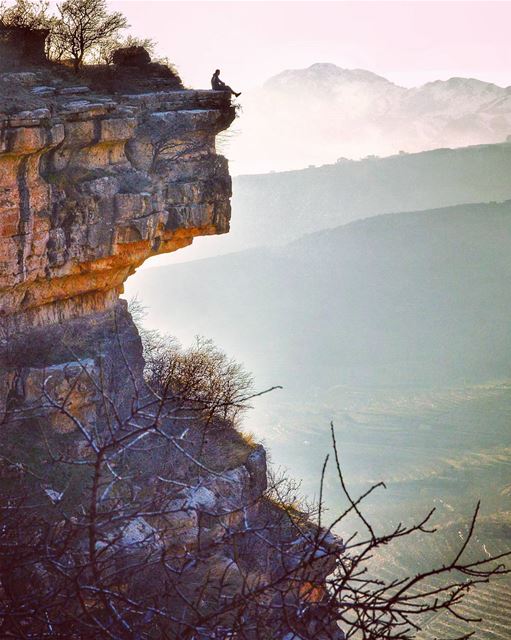 Enjoying the view ..... view cliff rocks hike hiking climping... (Akoura, Mont-Liban, Lebanon)