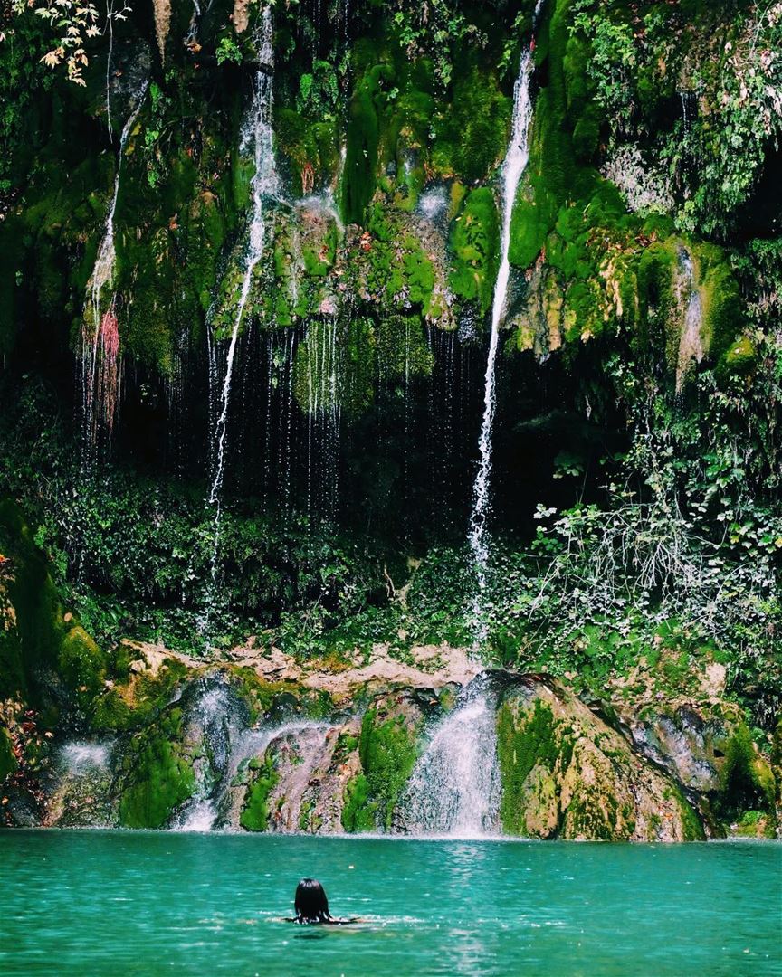 Escape! It’s worth it . @r33m08  Lebanon  paradise  waterfall  lake  blue ...
