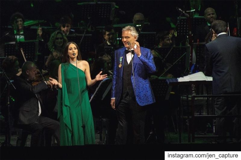 Even Bocelli, himself, enjoying Hiba’s angelic n superb voice! 😍😍😍@hiba (Cedars Festival)