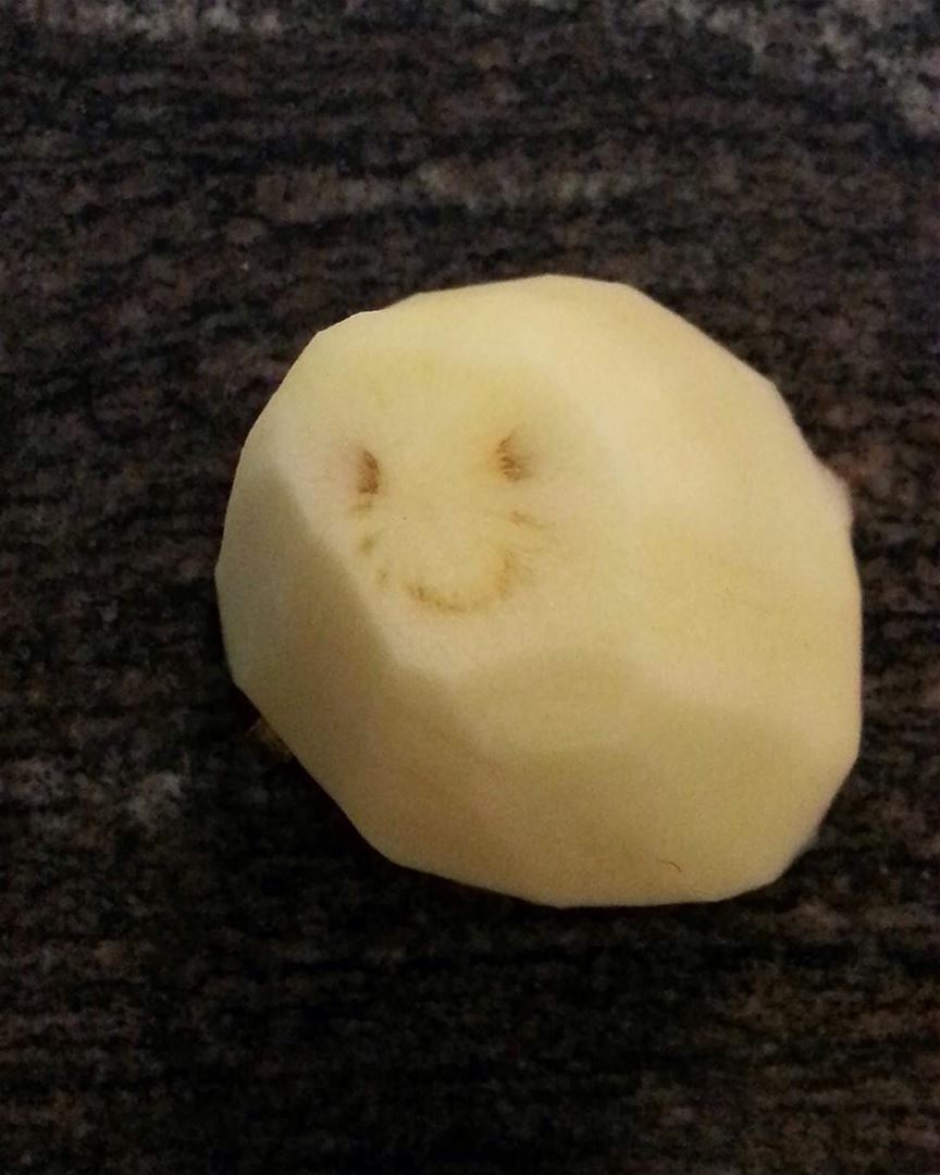 Even our Potato smiles at Em's 😁😁 Happy Tuesday!  potatoes  instafood ... (Em's cuisine)