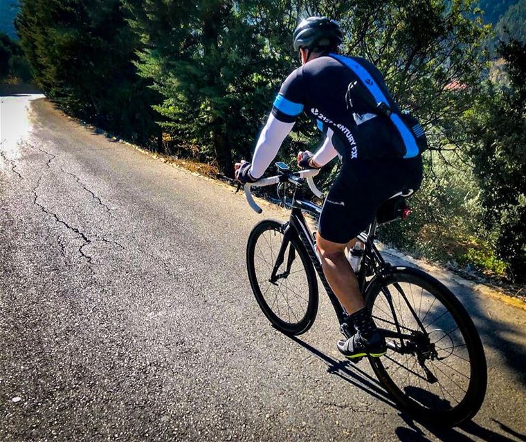 Every mountain top is within reach if you just keep pedaling. 🌄🚵☀️... (Jezzîne, Al Janub, Lebanon)