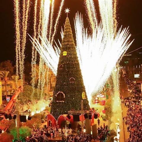 Explosion of Fireworks when Lighting Up the Christmas Tree (Byblos - Jbeil)