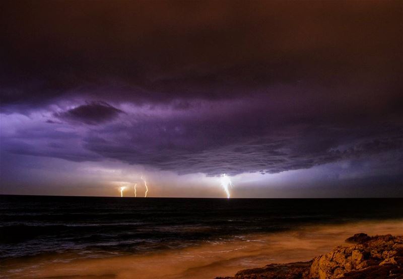 Eye of the storm 🌊☁  stormy weather storm lightning clouds waves beach...