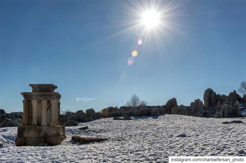 Faqra ruins under snow ❄www.charbelfersan.com - © All rights reserved... (Faqra Ruins)