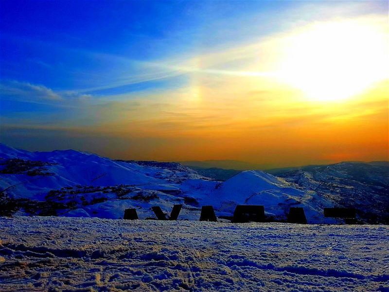  faraya  sunset  winterseason  chabrouh  snow  storm  sun  view  colors ... (Faraya, Mont-Liban, Lebanon)