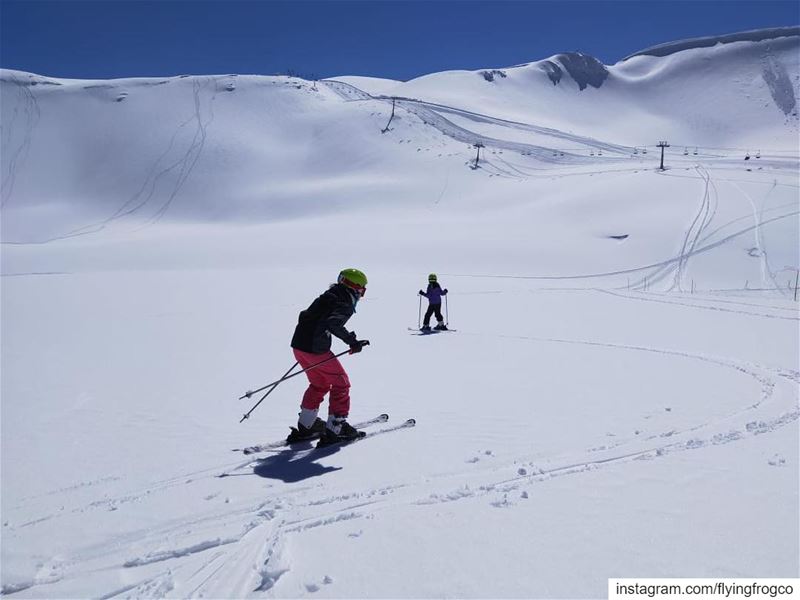 Finding untouched snow!!..... skiing  ski  snow  winter  mountains ... (Mzaar Ski Resort Kfardebian)