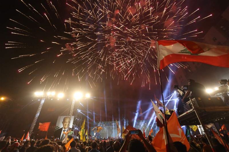 Fireworks After the Presidential Election that Ended 2.5 Years of Emptiness (Beirut)